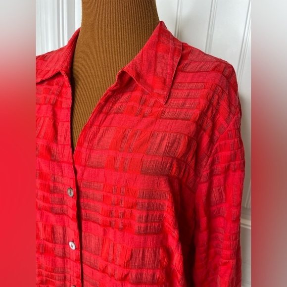 WHITE STAG 3/4 Sleeve Button Front Blouse Shirt Red Size XL - Picture 2 of 9